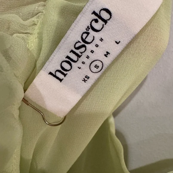 House of CB NWOT Pixie' lime ruffle georgette maxi dress, small